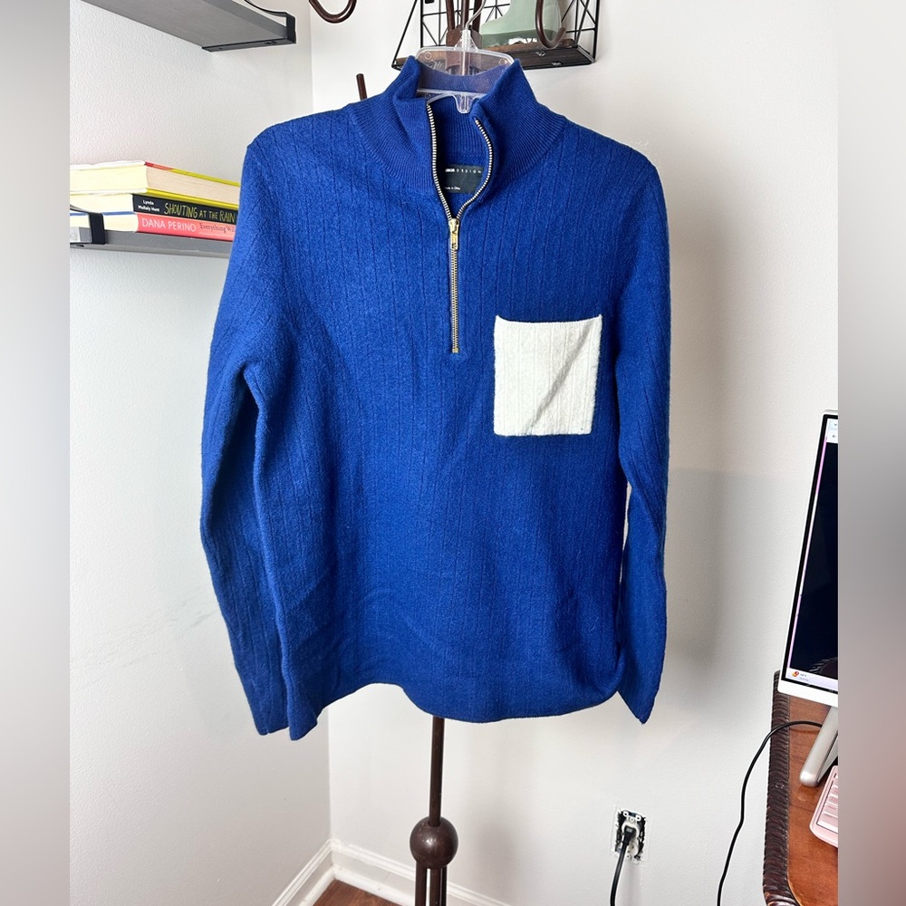 #73 ASOS DESIGN MEN KNITTED WOOL SWEATER TOP POCKET SIZE 2XS